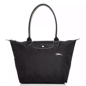 Longchamp large black tote with nude accents